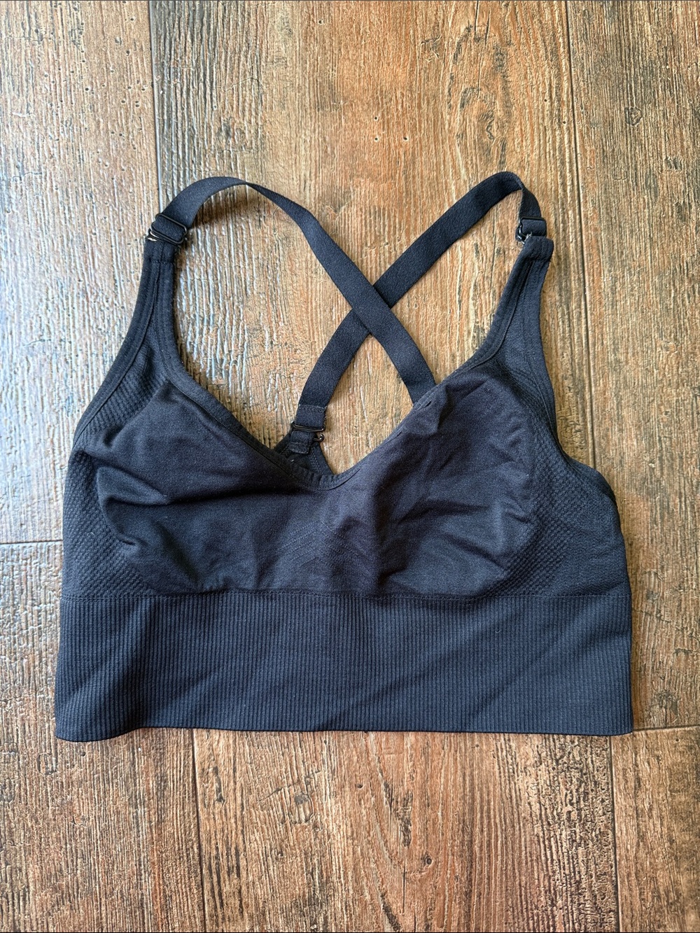 Black Crossback Seamless Bralette Sports Bra Size M